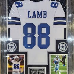 Cowboys CeeDee Lamb Signed, JSA-Certified, Deluxe-Framed Jersey 
