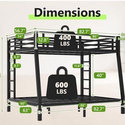 XL Full Over Queen Metal Bunk Bed