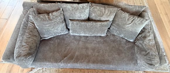 Deep Seated Charcoal Gray Textured Velvet Sofas (2 available) - Potato Barn