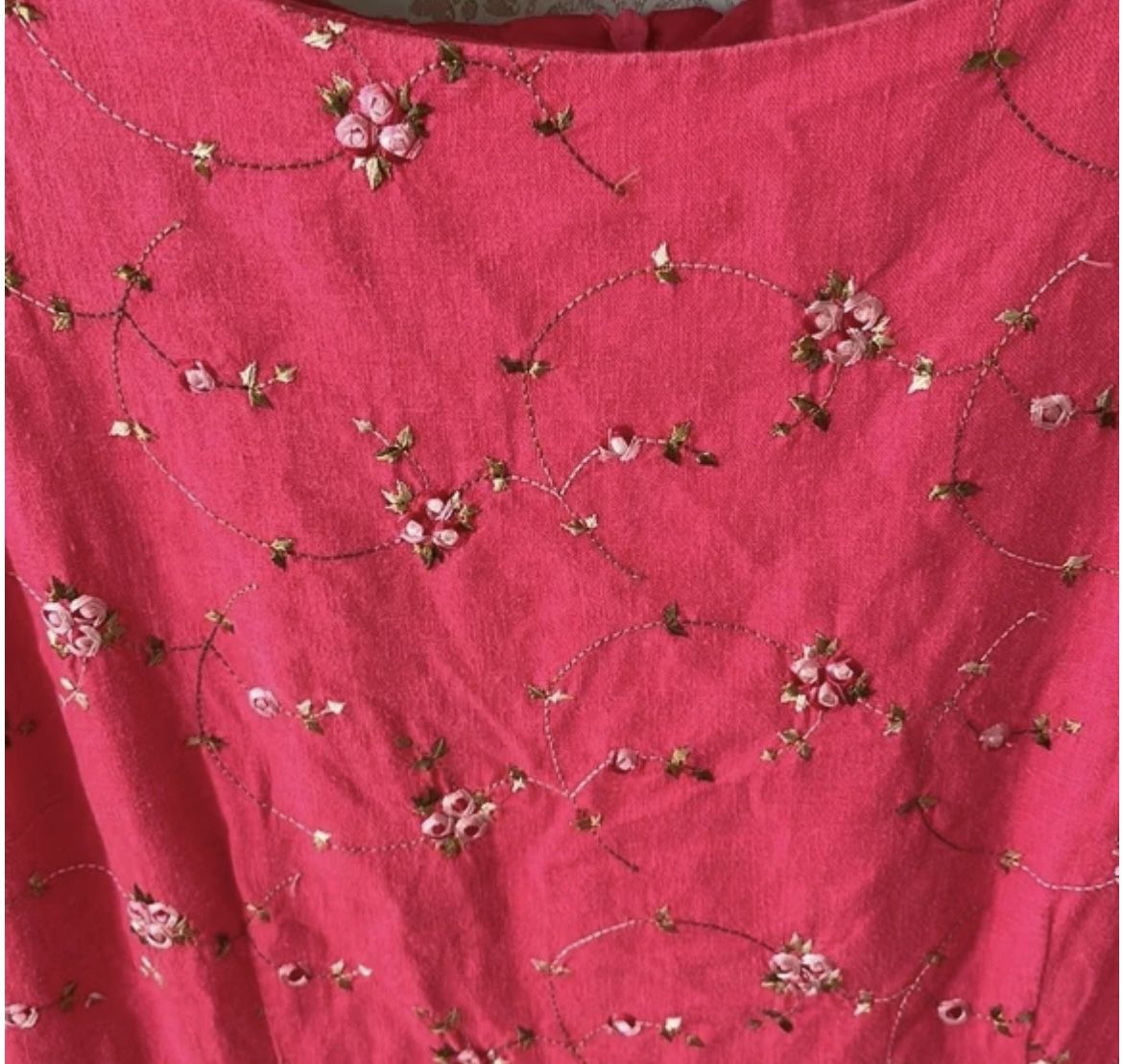 Size 4 Pink Rose Embroidered Dress 