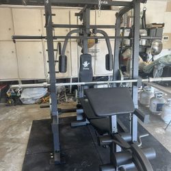 Vesta Fitness Smith Machine 2001 w/Bench Attachment | 230lb Bumpers Weights | 7ft Olympic Bar | Fitness | Gym Equipment | FREE DELIVERY 🚚 