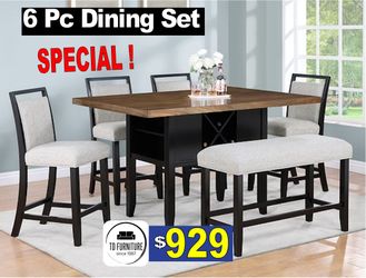 6 Pcs Counter Height Dining Set, furniture, table, comedores, mesa