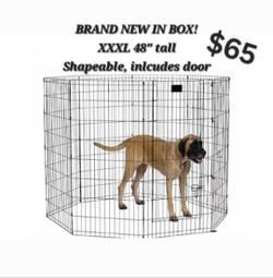 Brand New In Box 8 Panel Shapable Dog Playpen With Door! 24" $45/ 36 " $55/ 48" Xxl $65 - 16ft Long Pet Fence Portable Dog Cage Animal Corral