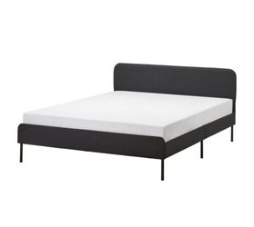 IKEA SLATTUM Queen Upholstered Bed Frame (Dark Gray) )