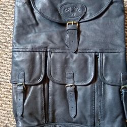 New 100% Leather Backpack 30-35L Vintage Highly Collectible Camel Cigarettes Memorabilia Hobo Ruck Sack Black 