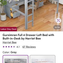 Gursimran Full 4 Drawer Loft Bed With Built In Desk