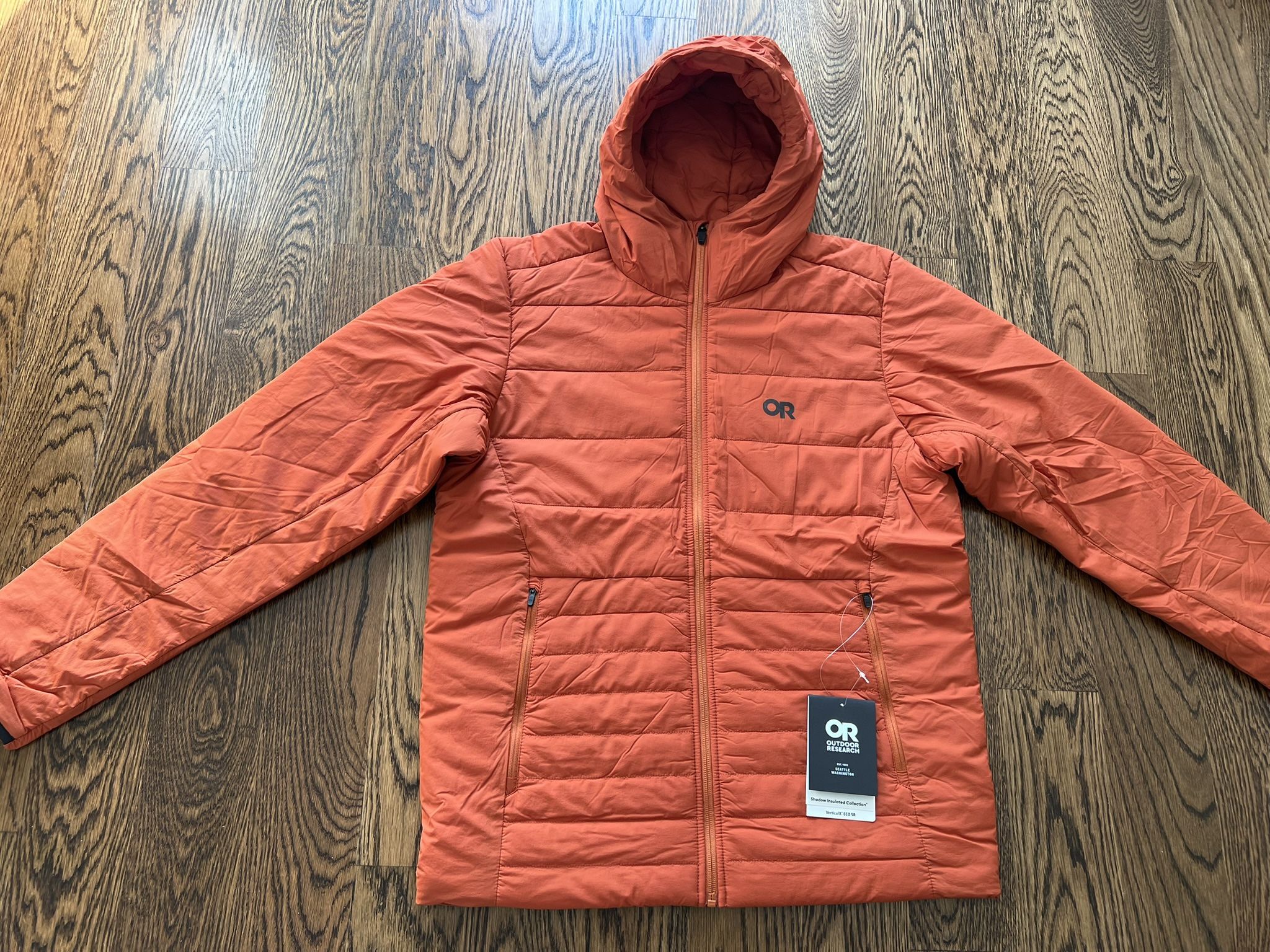$249 NWT Outdoor Research Shadow Insulated Hooded Jacket Men’s Medium Terra