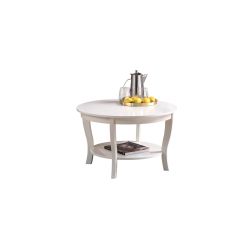 Convenience Concepts American Heritage Round Coffee Table with Shelf, White White - 30" x 30" x 18"