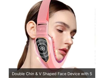 Double Chin & V Shaped Face Device with 5 Modes & 12 Adjustable Intensities - Intelligent Electric V-Line Lifting Machine for Women(Pink)