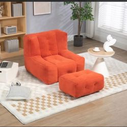 Fluffy Bean Bag Chair Comfortable Bean Bag Super Soft Lazy Sofa Chair with Memory Foam and Ottoman F15