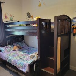 Twin Over Full Bunk Bed With Stairs & Storage