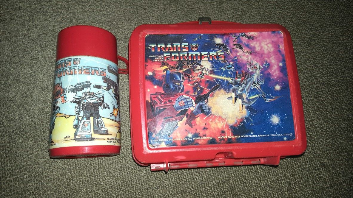 Vintage Transformers plastic lunch box with thermos