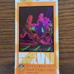 NFL Super Bowl Vll Ticket Stub Dolphins Undefeated Season Ticket 1973