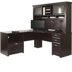 L Shape Hutch Desk File Cabinet Combo