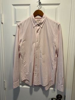Goodthreads Name Brand Business Shirt Mens Pink Vertical Striped Long Sleeve