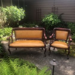 Antique Love Seat And Chair