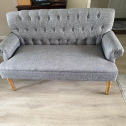 Gray sofa, Love seat, Bench