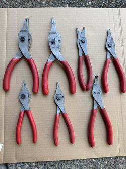 Snap On 7 pc Snap Ring Pliers Set (Red)