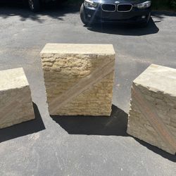 3 Tesselated Stone Side Table/End Tables (glass Is Included)