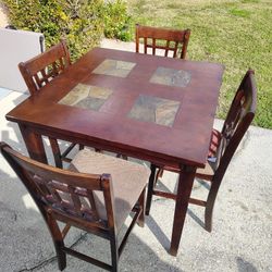 Dark Wood Dining Table Set