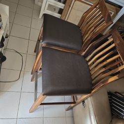 Bar Stool Chair. Pair Solid Wood, Soft Cusion Seat.