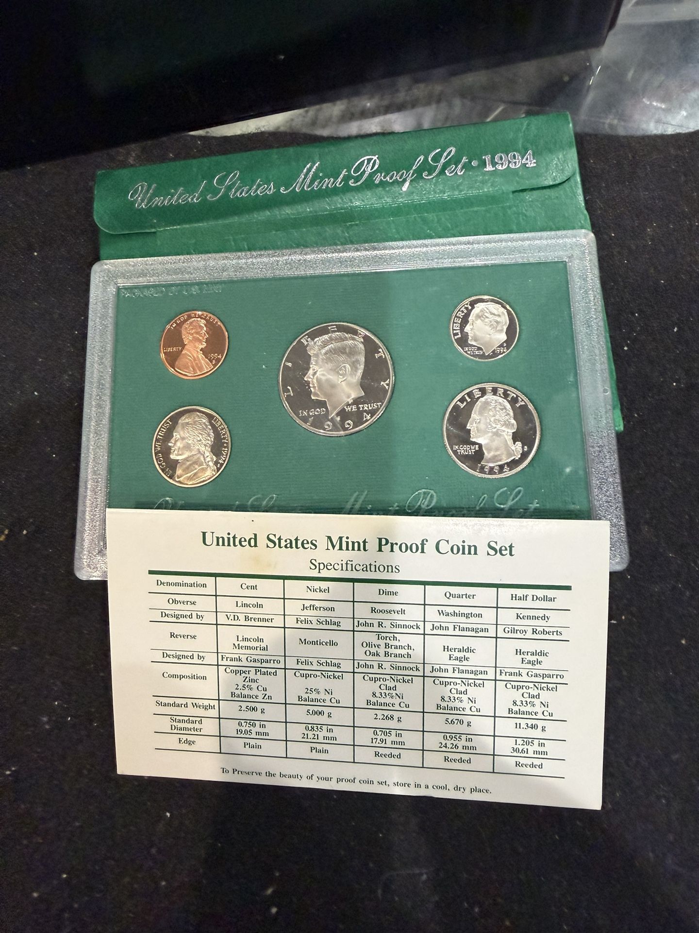 1994 S Gem Proof US Mint Set In Original Government Package With COA