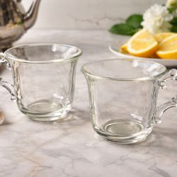 Imperial Glass USA 1930s Candlewick Handled Cups Set of 2, 3.5x3e”