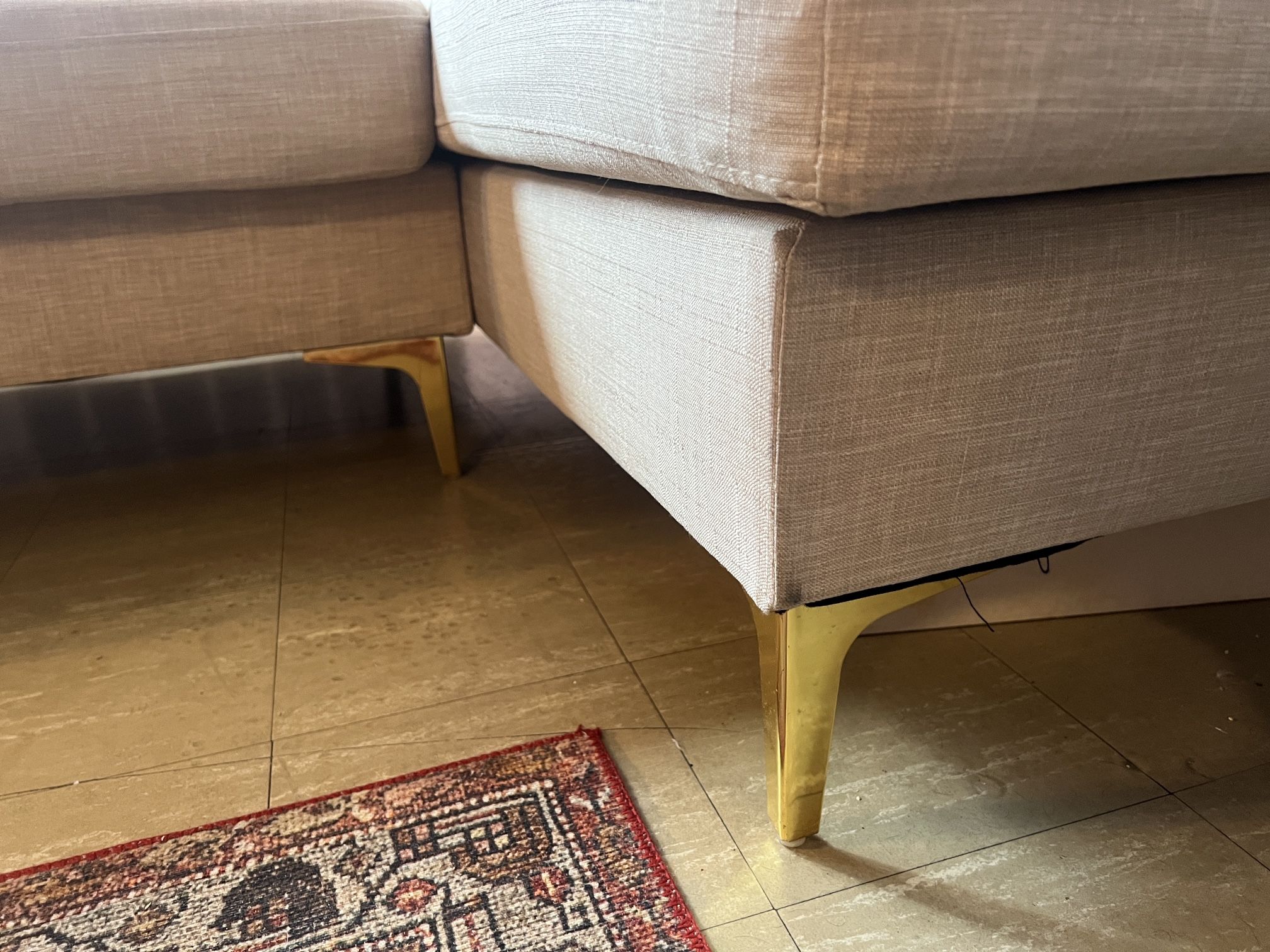 Large L Shaped Couch: White And Gold