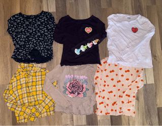 Girls Size 10/12 Long Sleeve Shirt Bundle – Old Navy, Care Bears, Grateful Dead – 6 Pieces