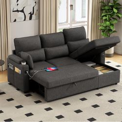 L shaped couch sectional sofa turns into bed