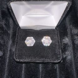 Moissanite Diamond Flower Cluster Earrings