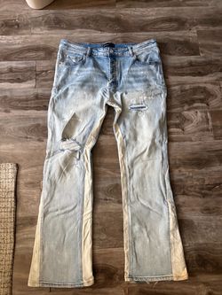 Light blue wash purple jeans