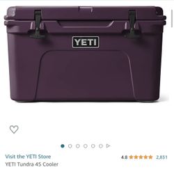 YETI TUNDRA 45 LIMITED EDITION NORDIC PURPLE HARD COOLER; NEW IN BOX!