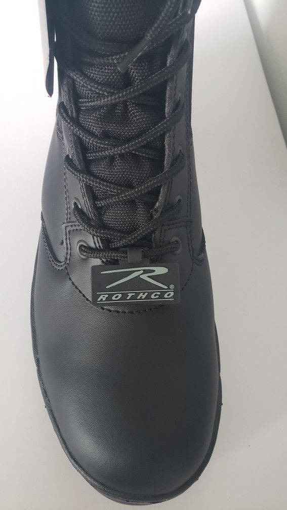 Black Leather Police, Security, Work, Construction Boots