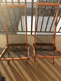 Pair Of Wooden lounge Chairs