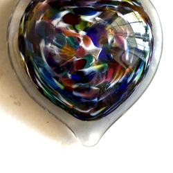 Stunning Handblown Multicolor Heart Paperweight / Glass Sculpture Engraved on Bottom “Families Celebrating Freedom” May 2016