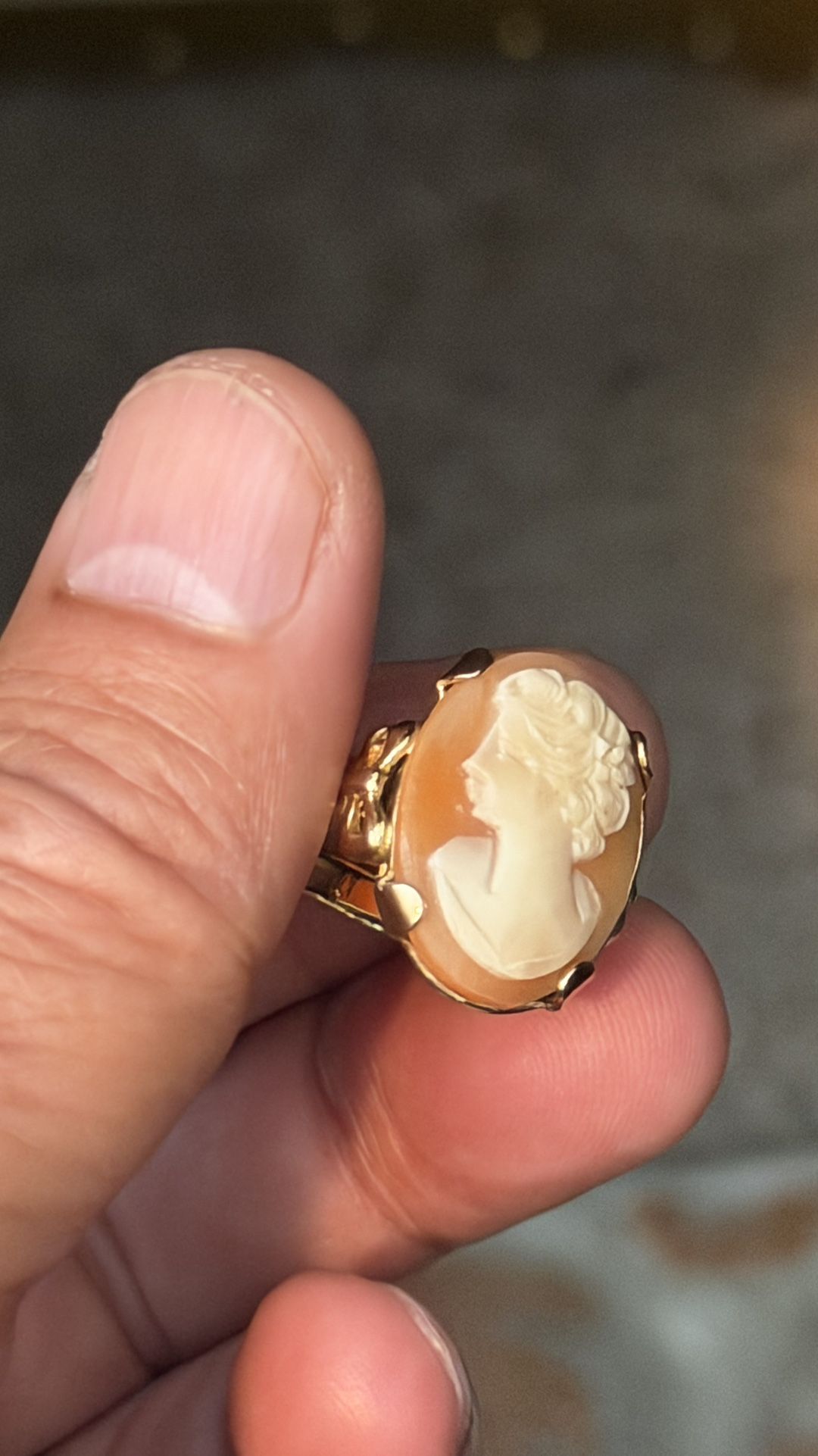 10k Gold Filled Cameo Ring Adjustable For Size 