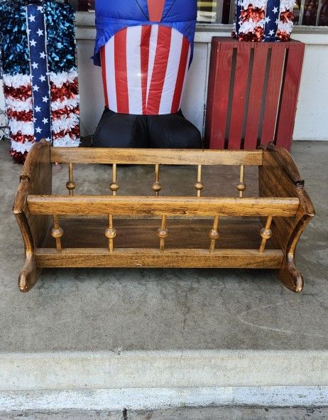 Vintage Walnut Doll Cradle