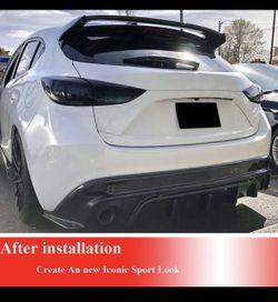 mazda 3 hatchback 14-18 gloss black rear roof spoiler lip wing