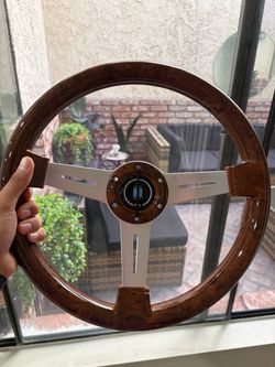 Nardi Torino Wood Grain Universal Steering Wheel with Silver Spokes