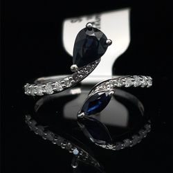 10KT White Gold Diamond Sapphire Ring 2.00g Size 7-1/2 182051