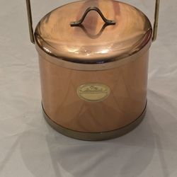 Vintage  Copper Ice Bucket Bar Kromex Chez  Gourmand   Brass Handle Cottagecore