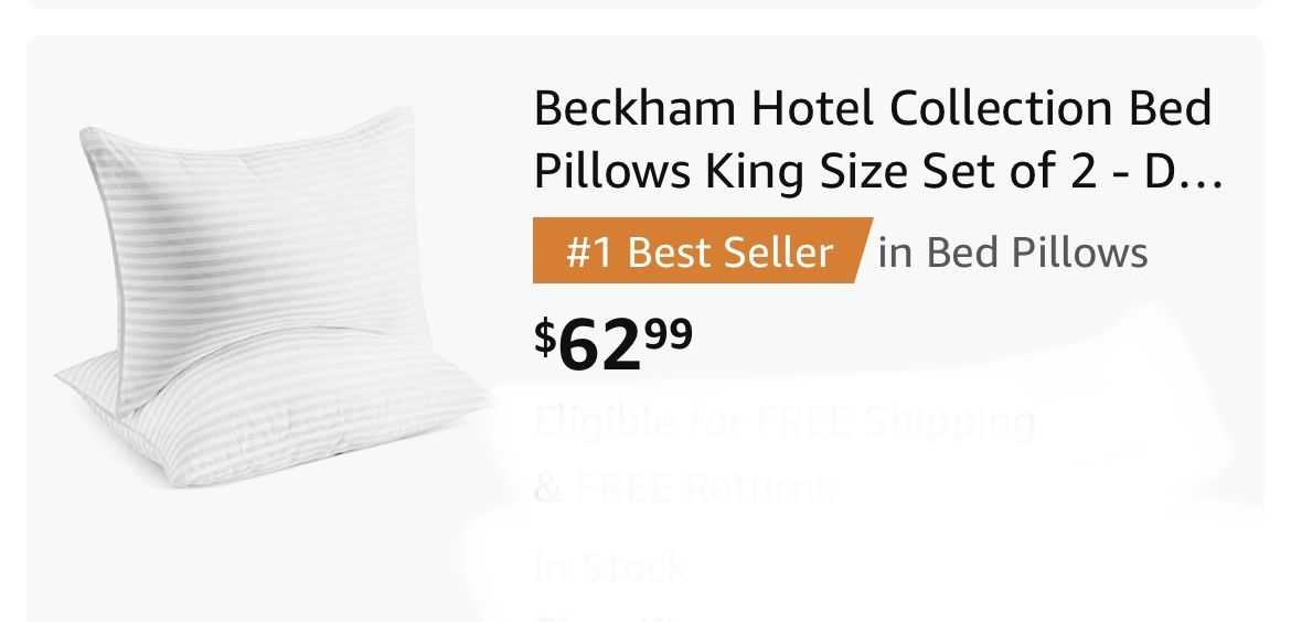 2 New Beckham Hotel Collection Down Alternative Queen Pillows for Sale in  Mesa, AZ - OfferUp