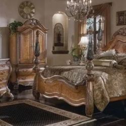 Beautiful Bed Set Queen Bed Soild Wood With Marble 