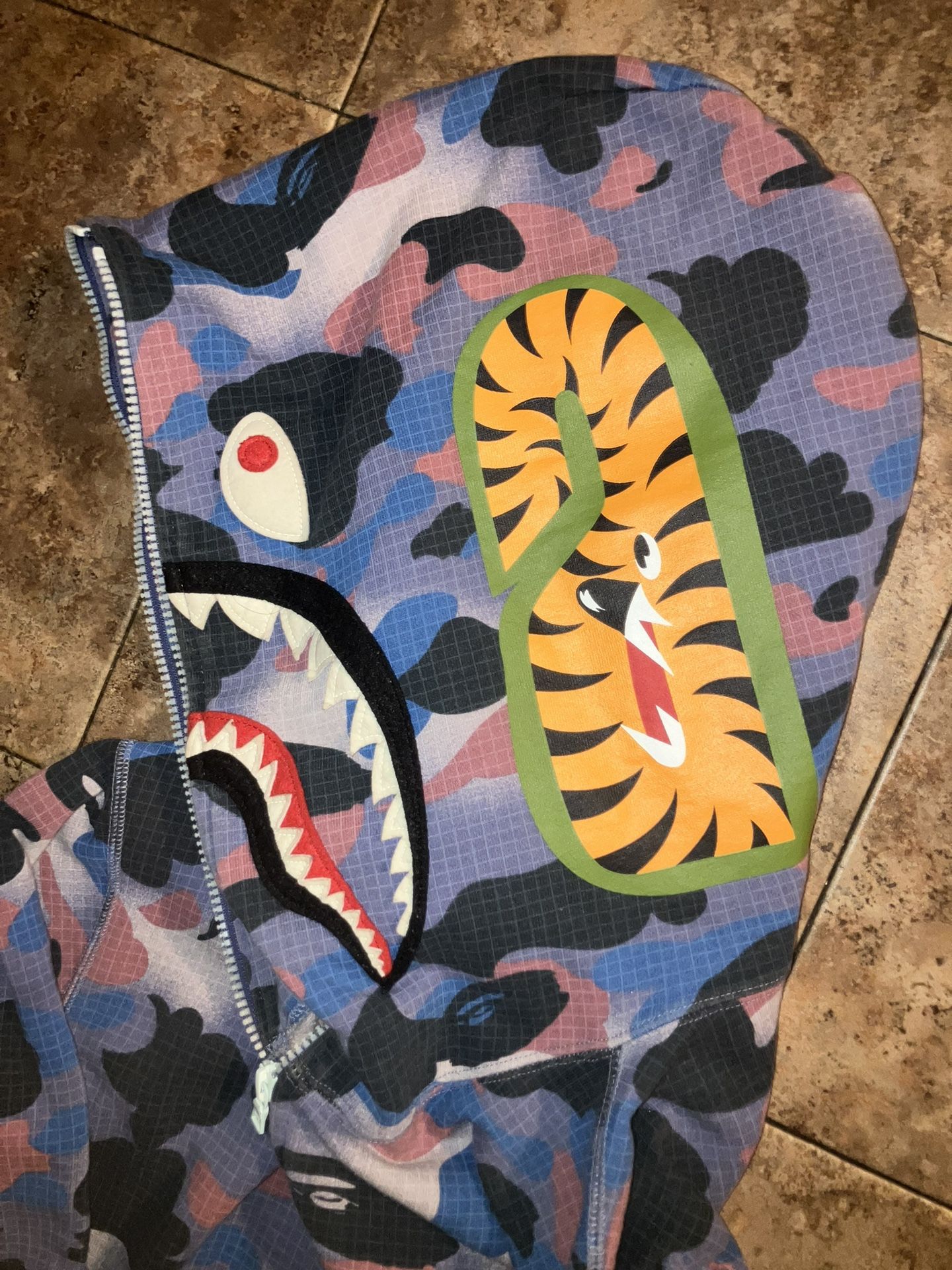 BAPE Grid Camo Shark Full Zip Hoodie 'Purple'