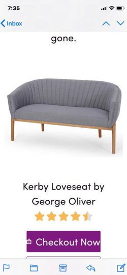 Mid Century Modern Loveseat Misty gray