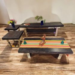 Set of 4 Modern Tables - Design Evolution Furniture Co. - Black & Chrome