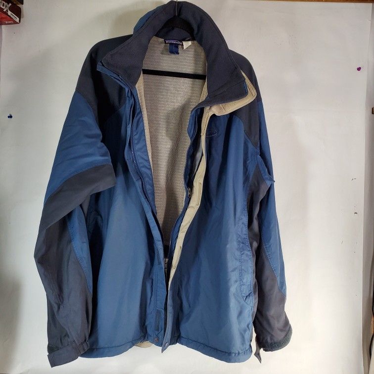 Patagonia Men's XL Blue Jacket Hood Zipper Pockets