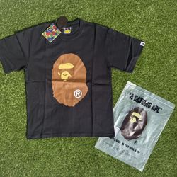 BAPE brown big ape logo black tee Size S & M
