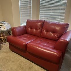 RED LEATHER COUCH